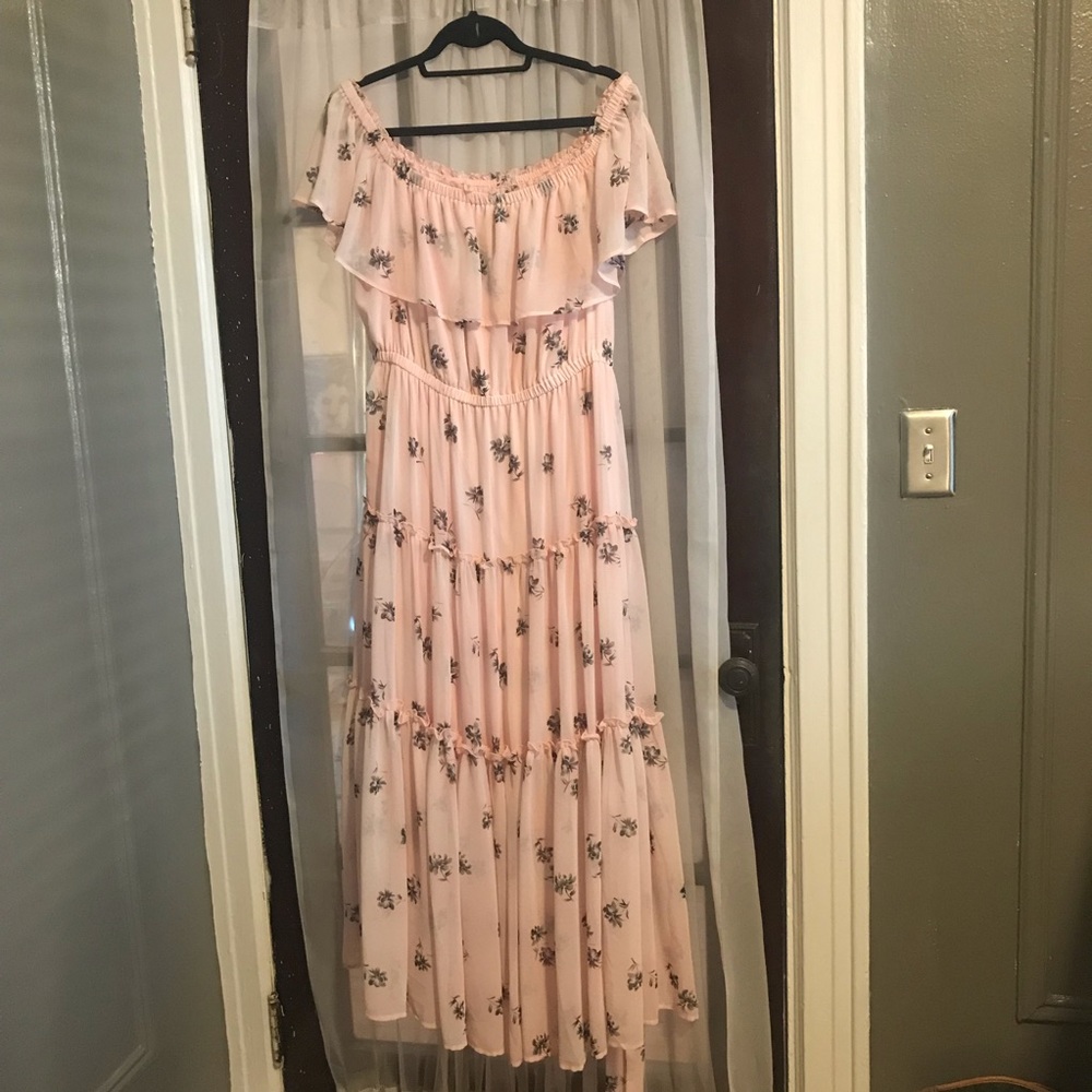 LANE BRYANT maxi, off the shoulder dress